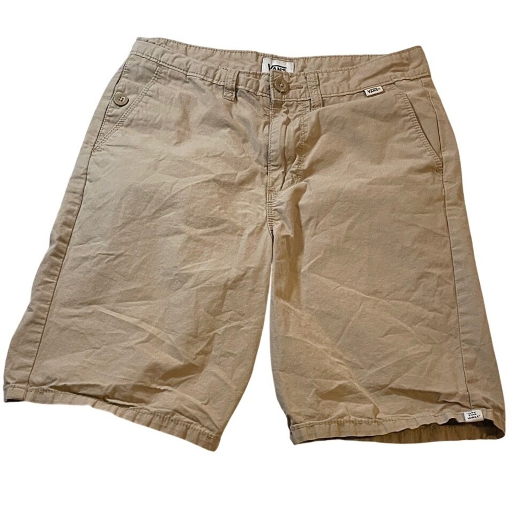 Vans Off The Wall boys Khaki Chino Shorts Tan Size 16 Cotton Ripstop Casual